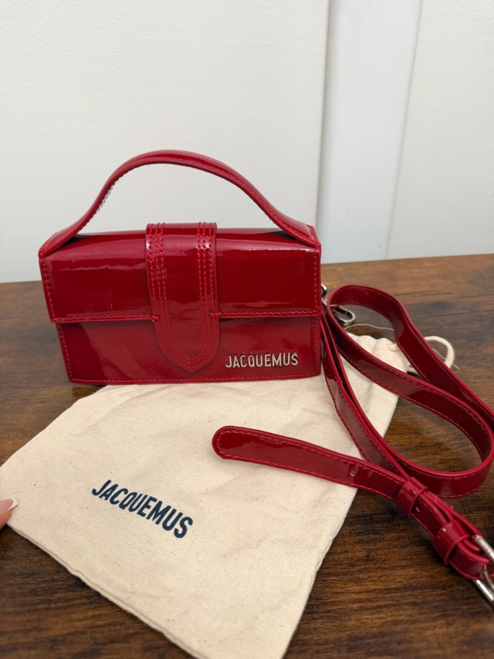 Jacquemus Le Petit Box Patent Leather Top-Handle Bag in - Picture 2 of 5